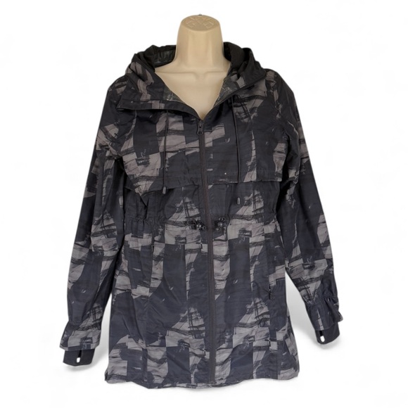 Mondetta Jackets & Blazers - Mondetta Windbreaker Jacket Small Gray Black Hooded Full Zip Water Resistant